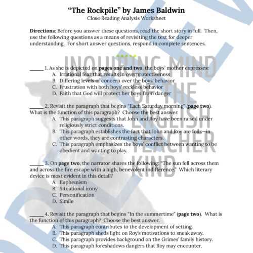 the rockpile by james baldwin questions and answers