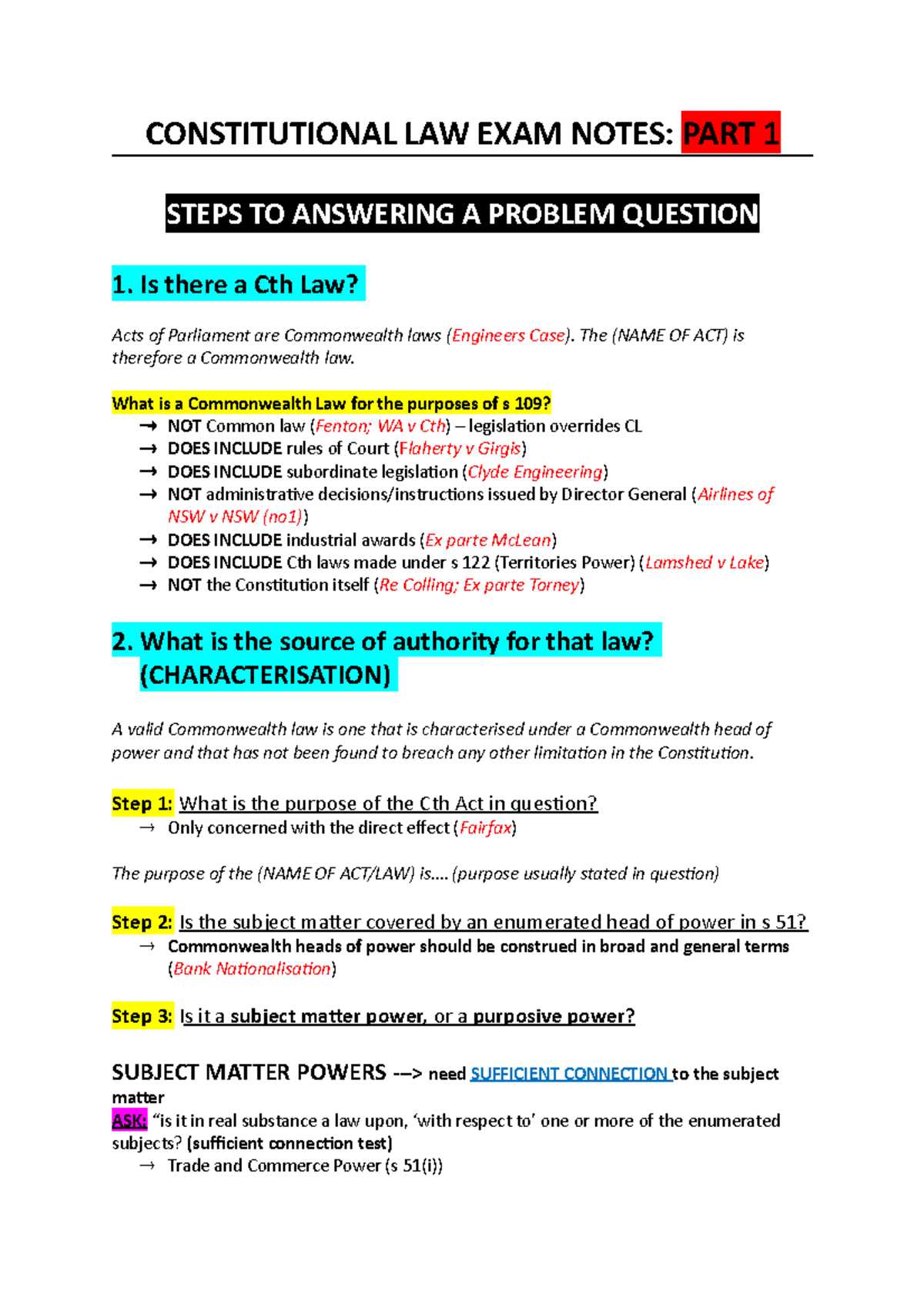 constitutional law exam answers