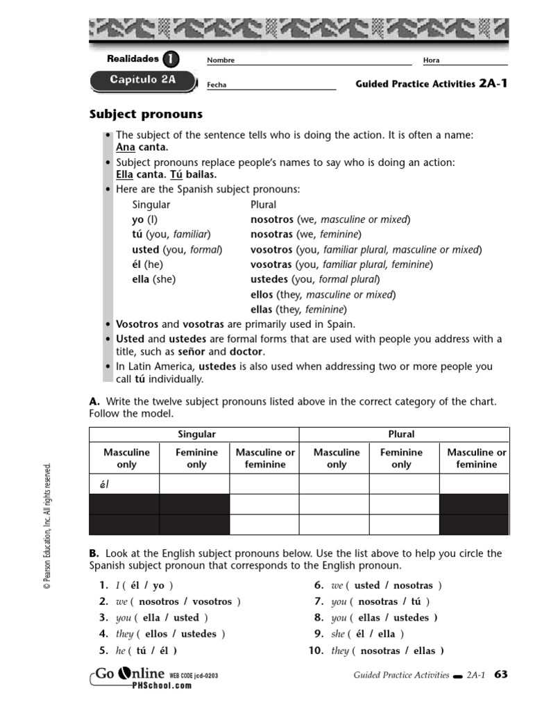 realidades 1 capitulo 7b guided practice answers