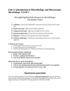 exam 1 microbiology