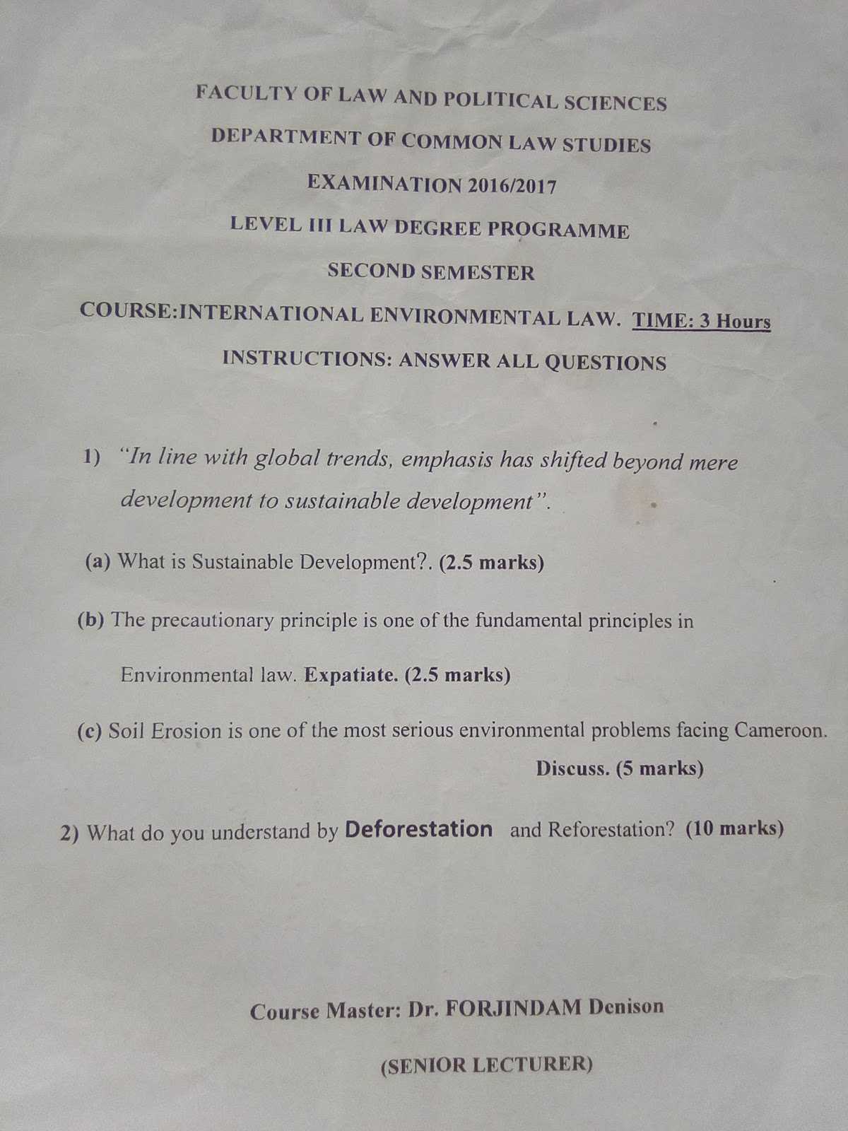 environmental law exam questions and answers