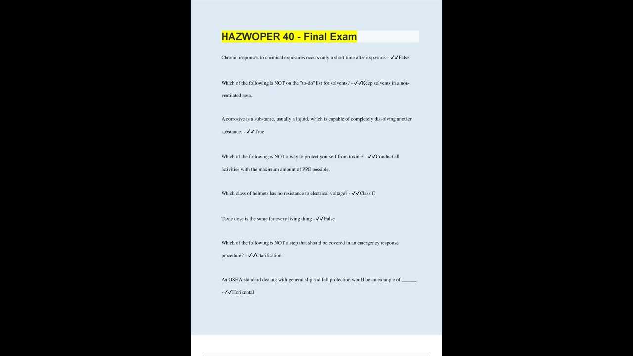 osha hazwoper 40 final exam answers