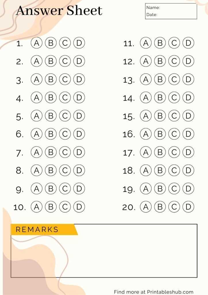 answer sheet template 1 100