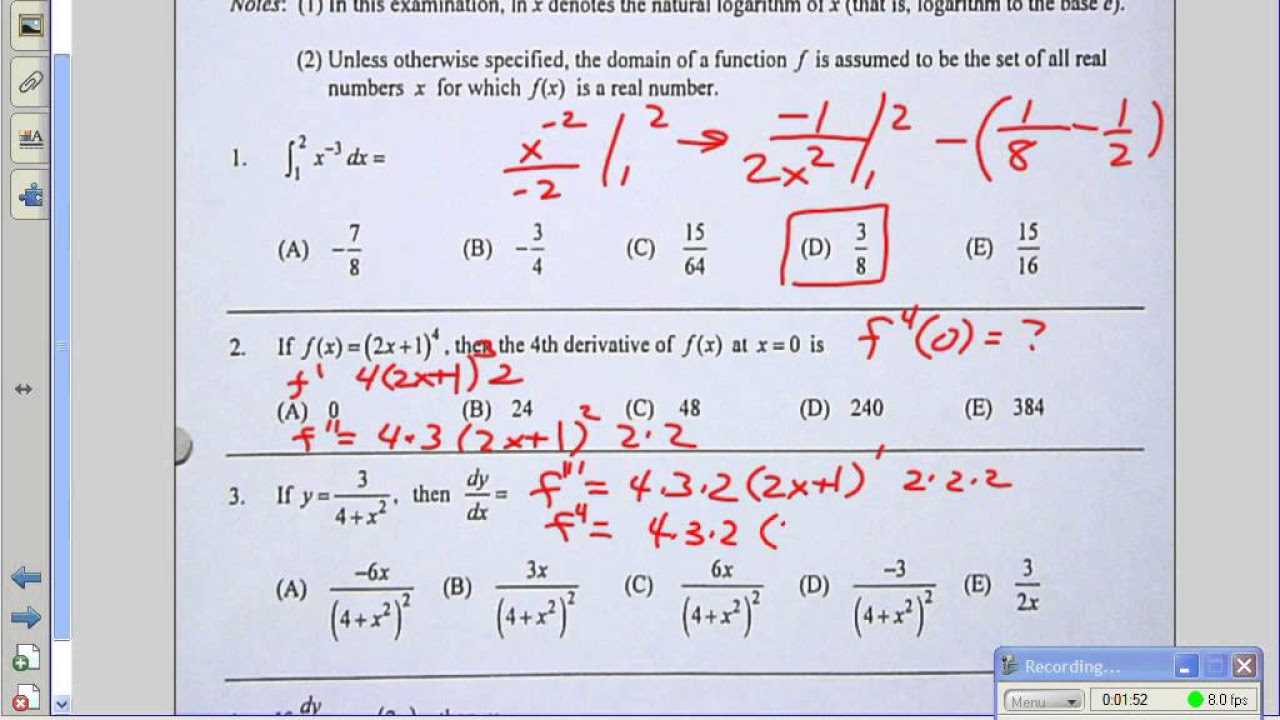 1985 ap calculus bc multiple choice answers