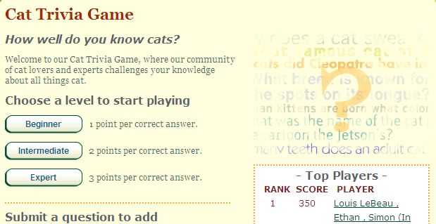 cat trivia questions and answers