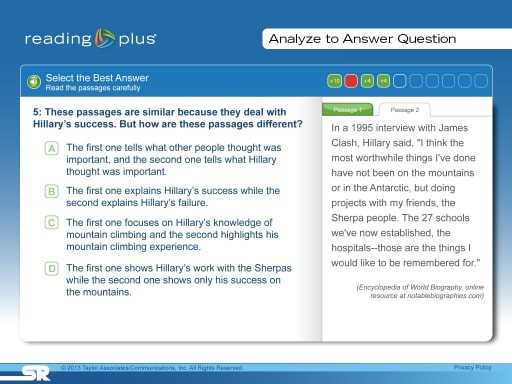 reading plus answer level g