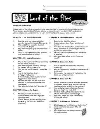 lord of the flies packet answer key