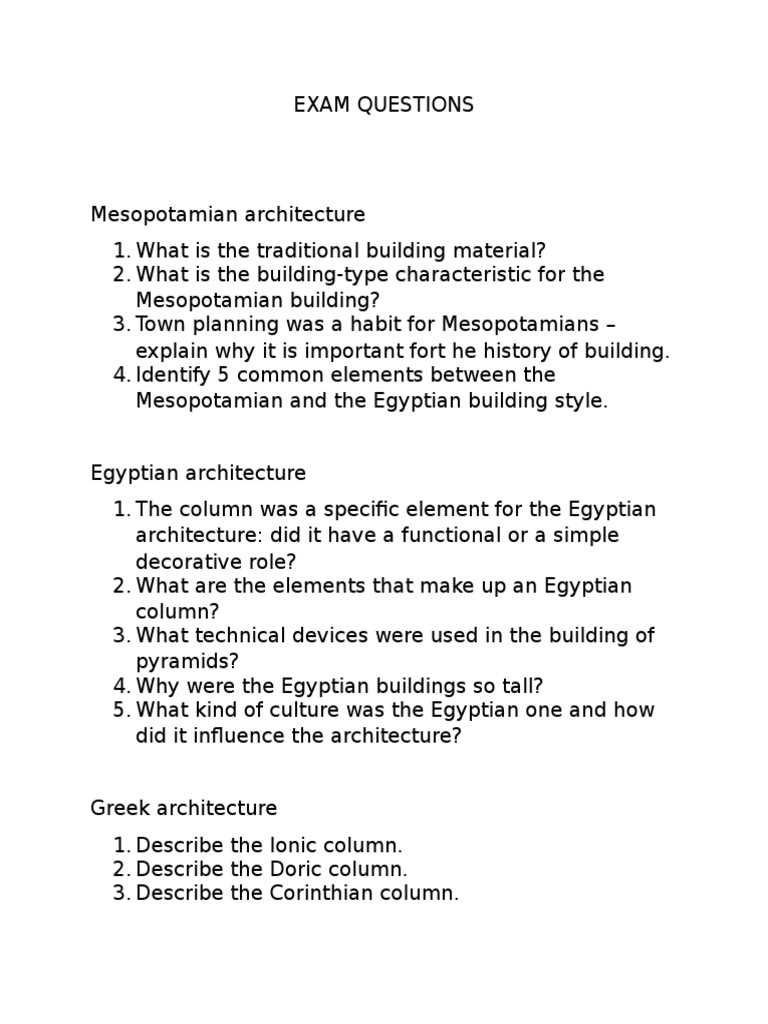 architecture exam questions and answers