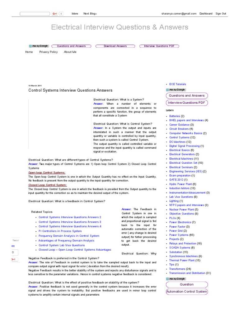 control systems exam questions and answers