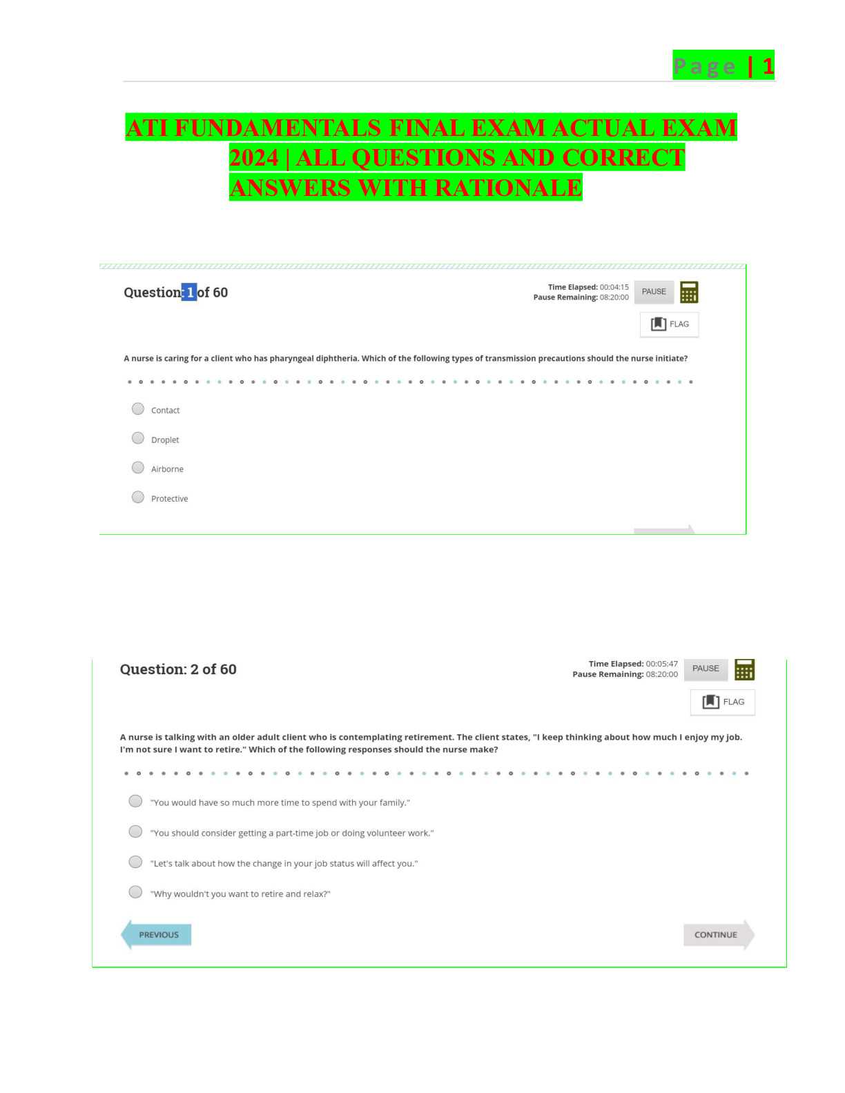 ati fundamentals proctored exam answers