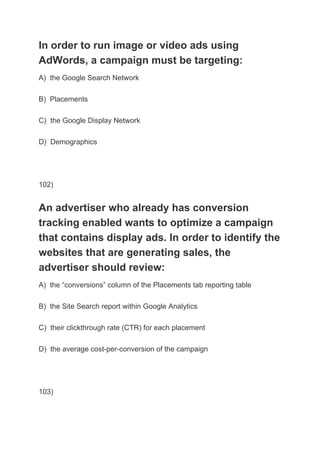 google adwords advanced search exam answers