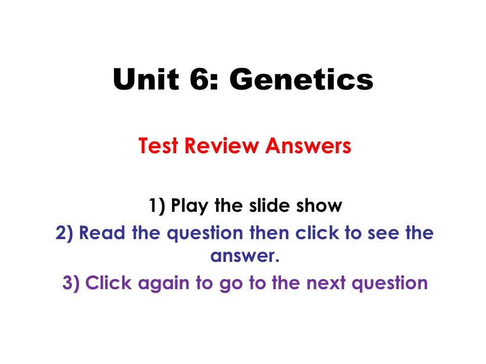 genetics exam review answer key