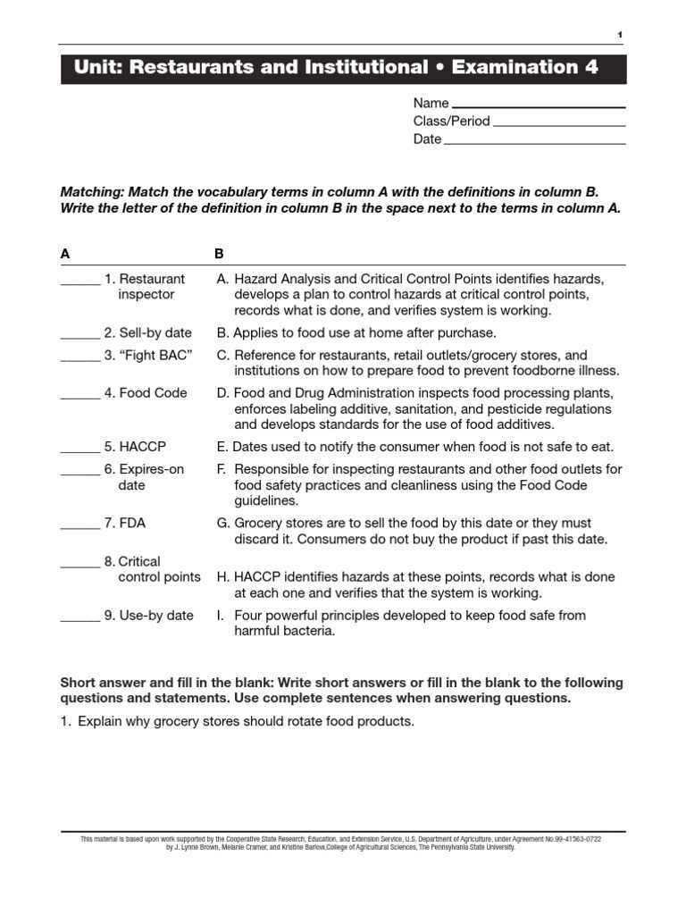 safer food handler exam answers