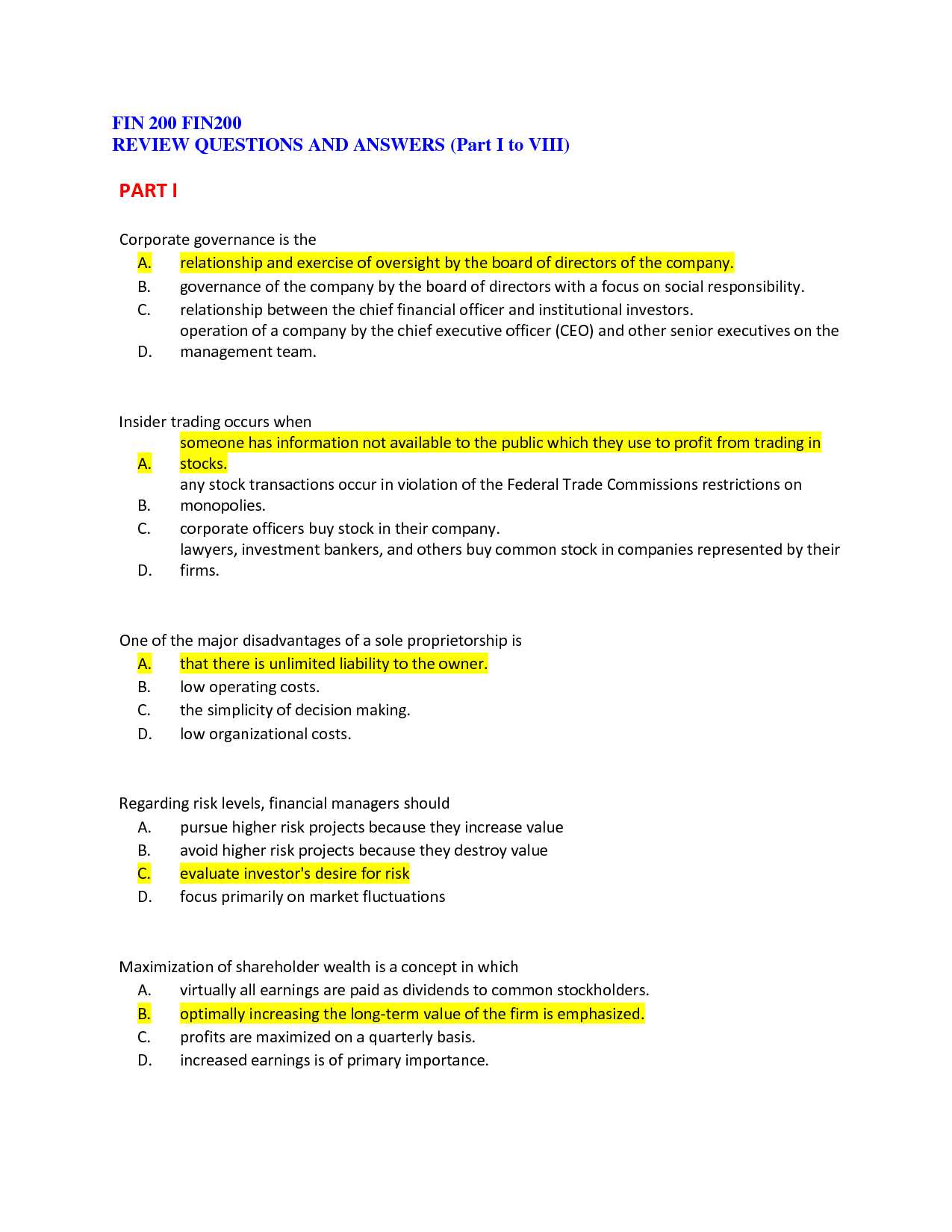 coen final exam answers