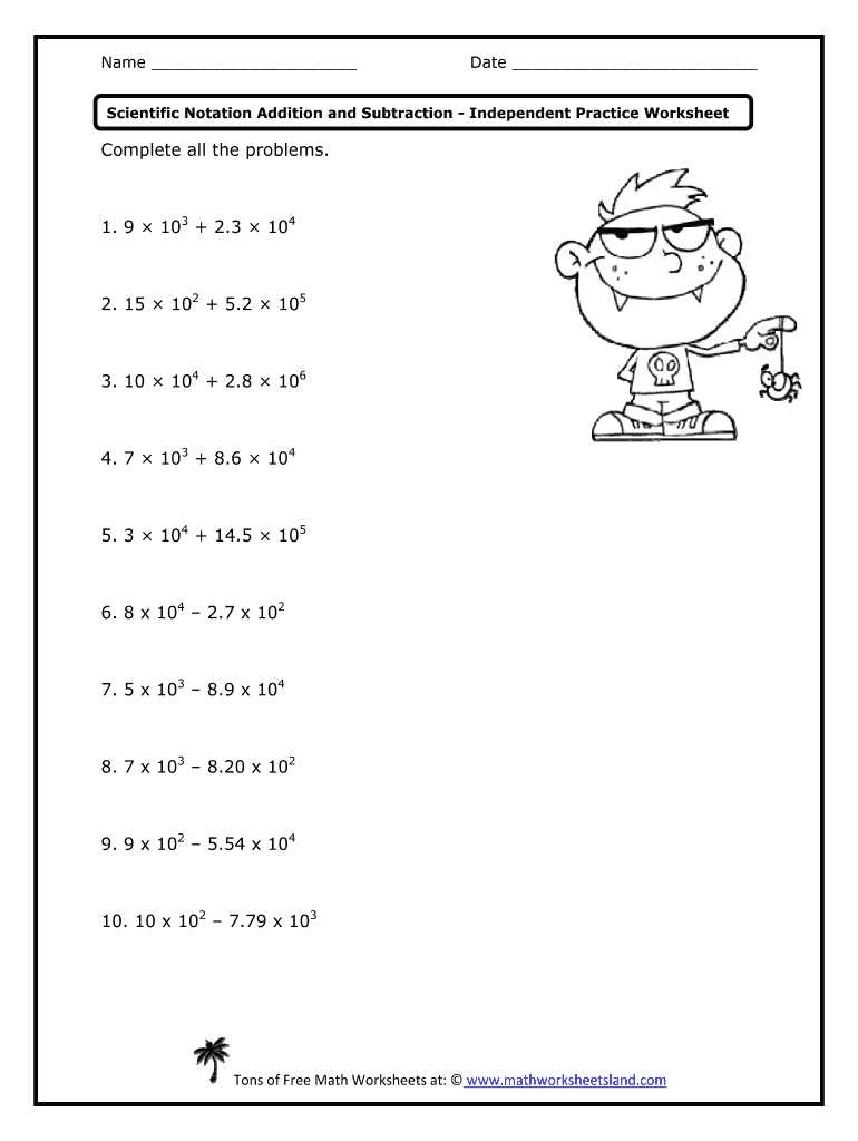 operations with scientific notation answer key