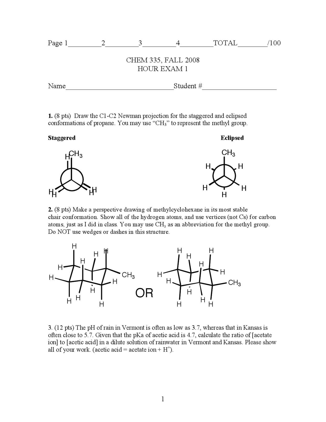 organic chemistry 1 final exam