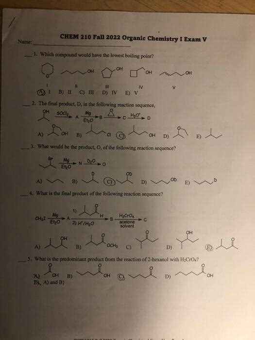 organic chemistry 1 final exam