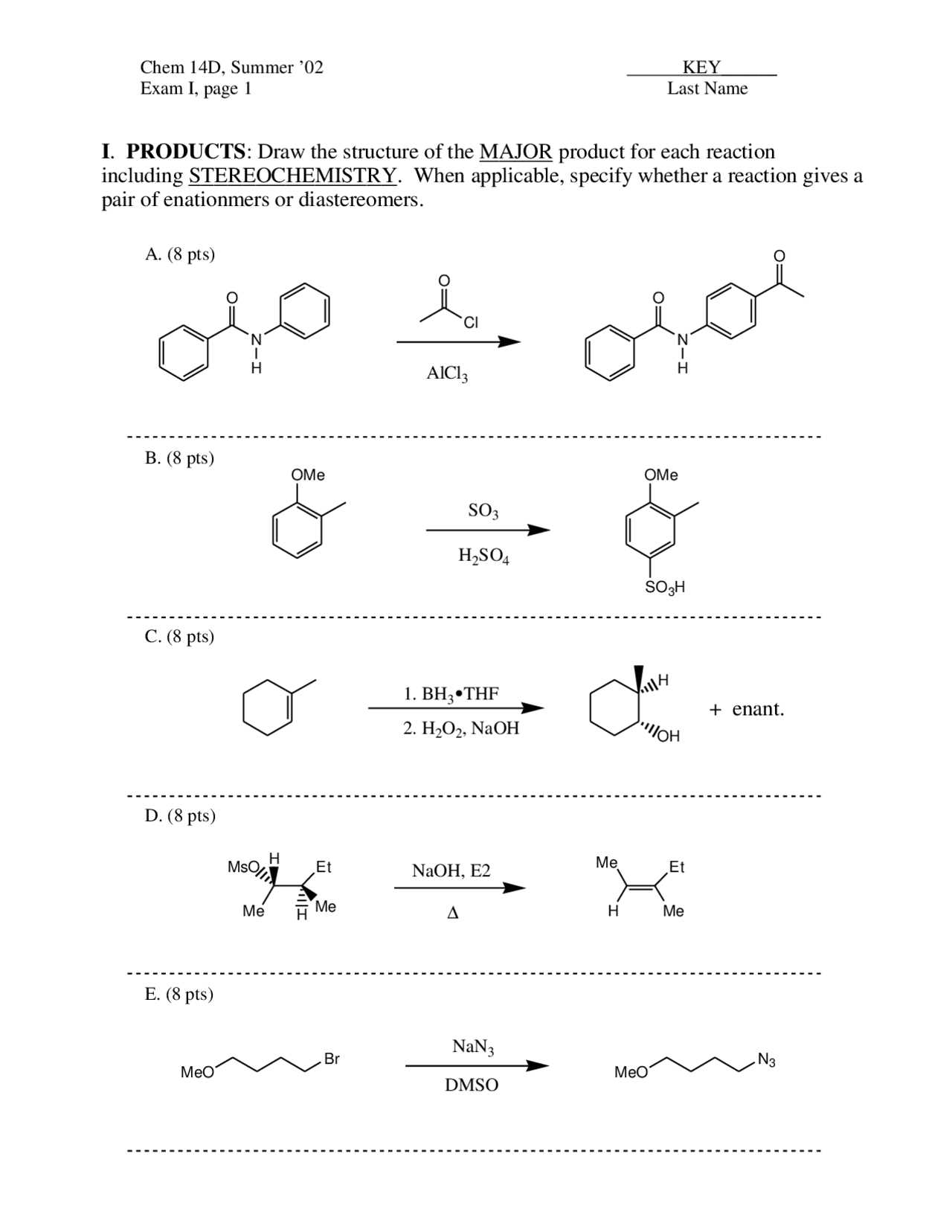 organic chemistry 1 final exam