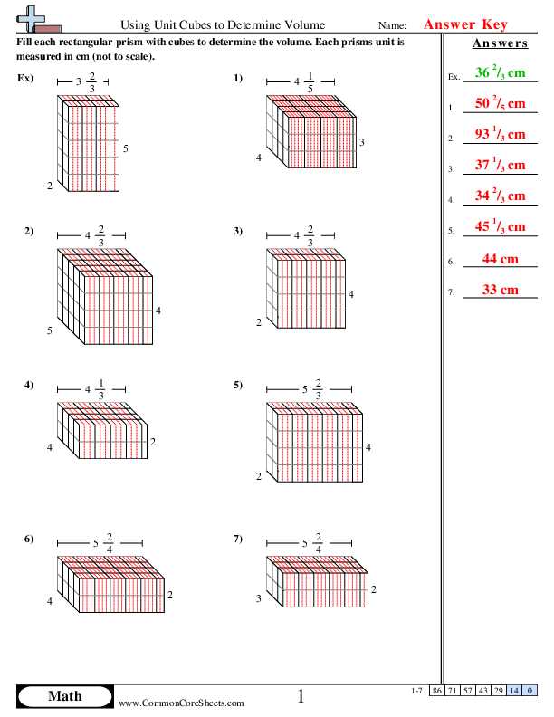 volume review worksheet answers