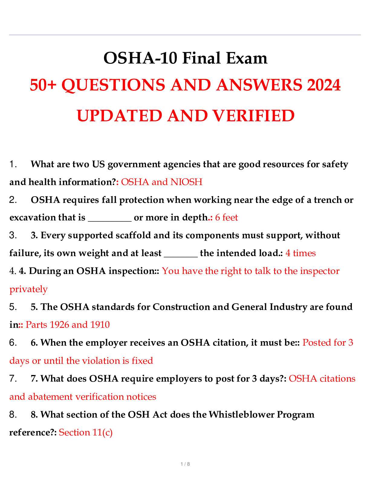 osha exam questions and answers