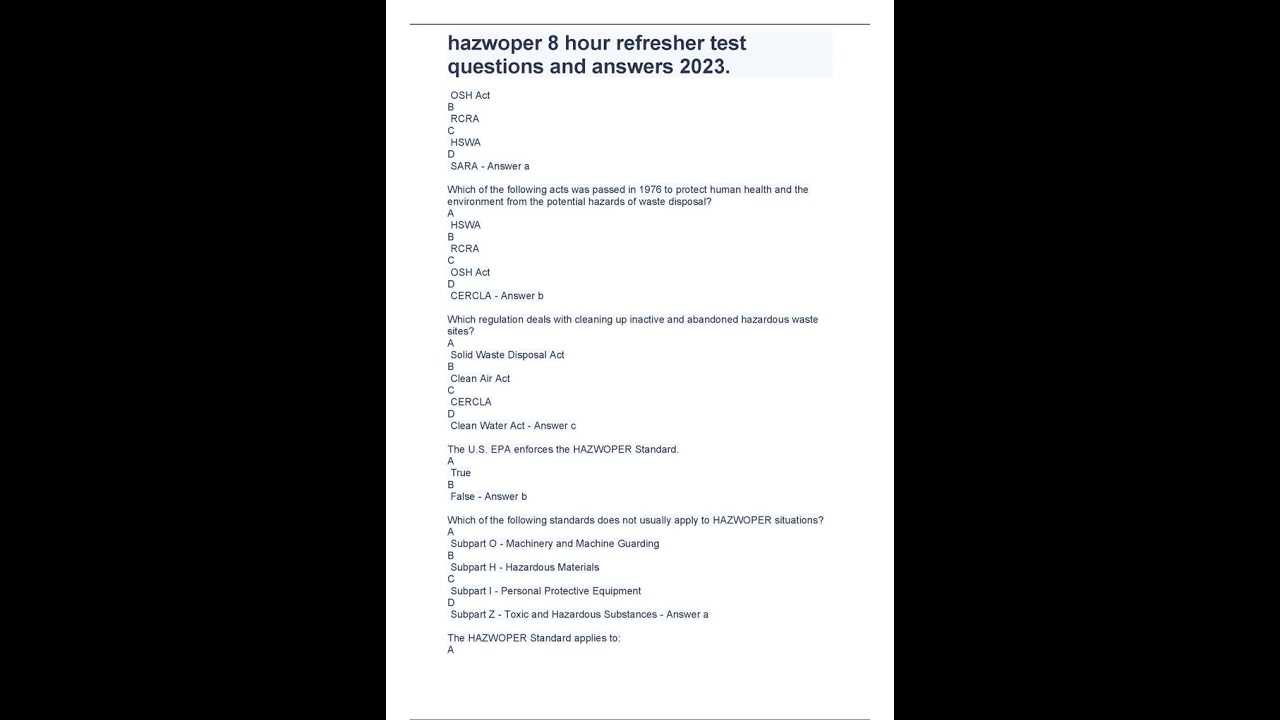 osha hazwoper 40 final exam answers