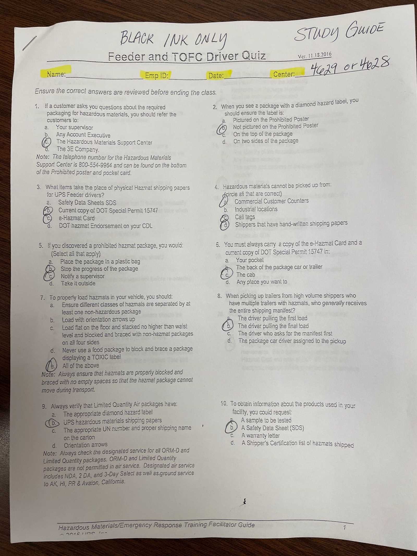 osha training test answers