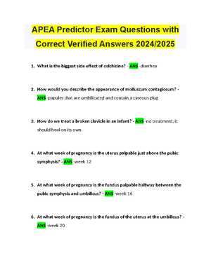 apea post predictor exam answers