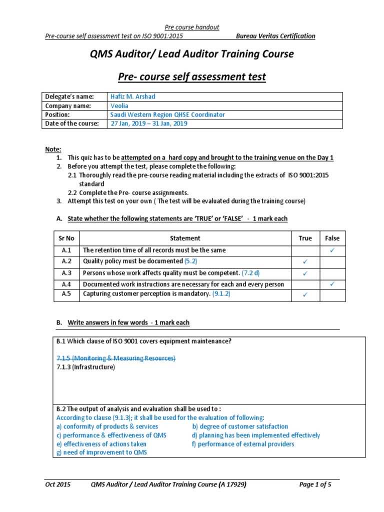 iso lead auditor exam questions and answers