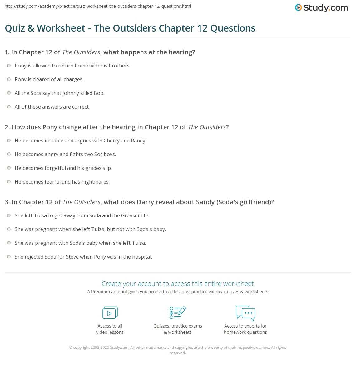 outsiders worksheet answers