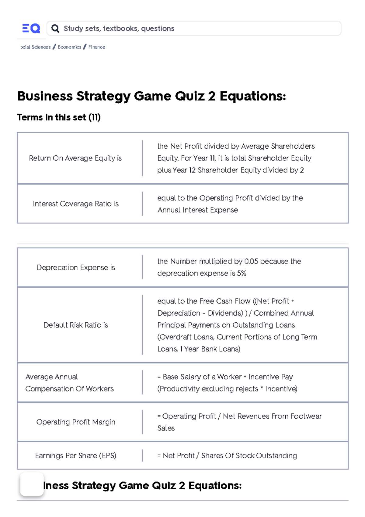 business strategy game comprehensive exam answers