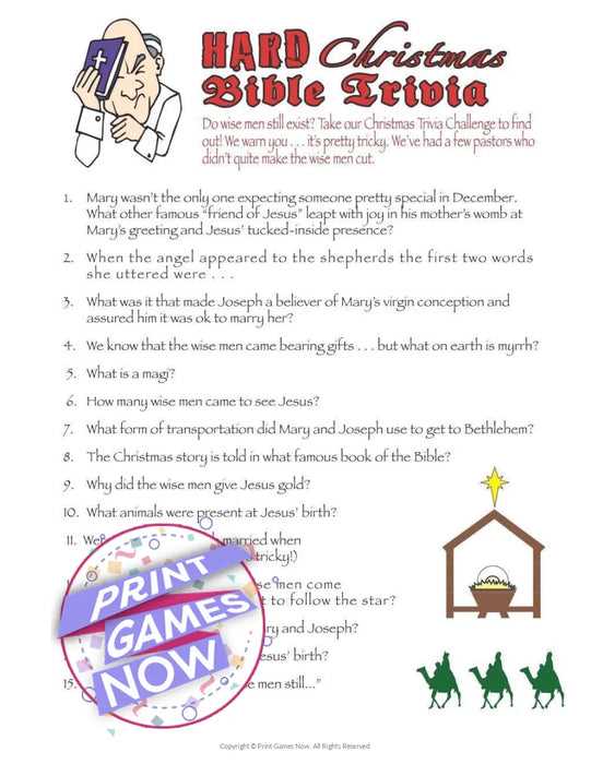 christmas trivia and answers printable