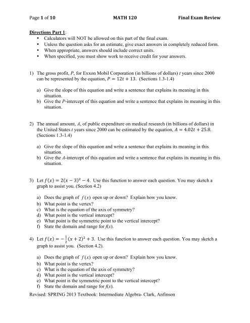 math 3 final exam review answers