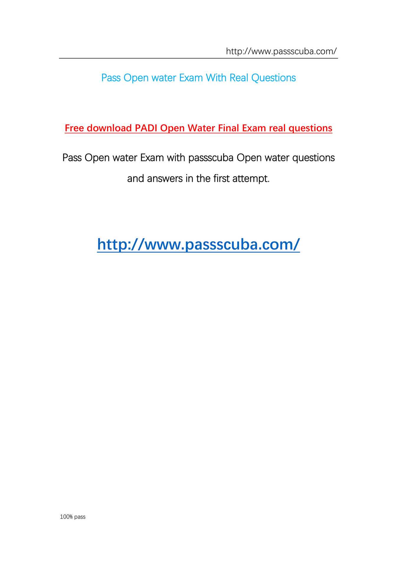 padi open water final exam b answers