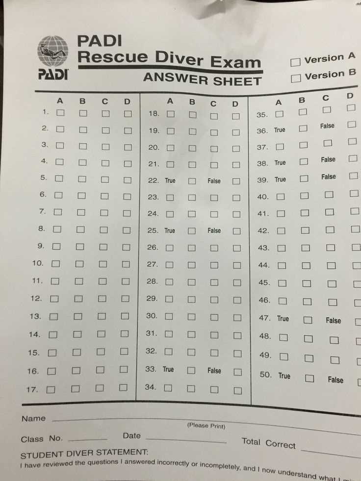 padi rescue diver exam answer key