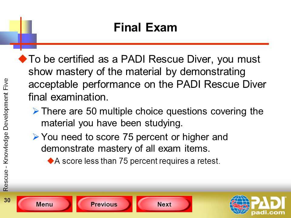 padi rescue diver exam answers