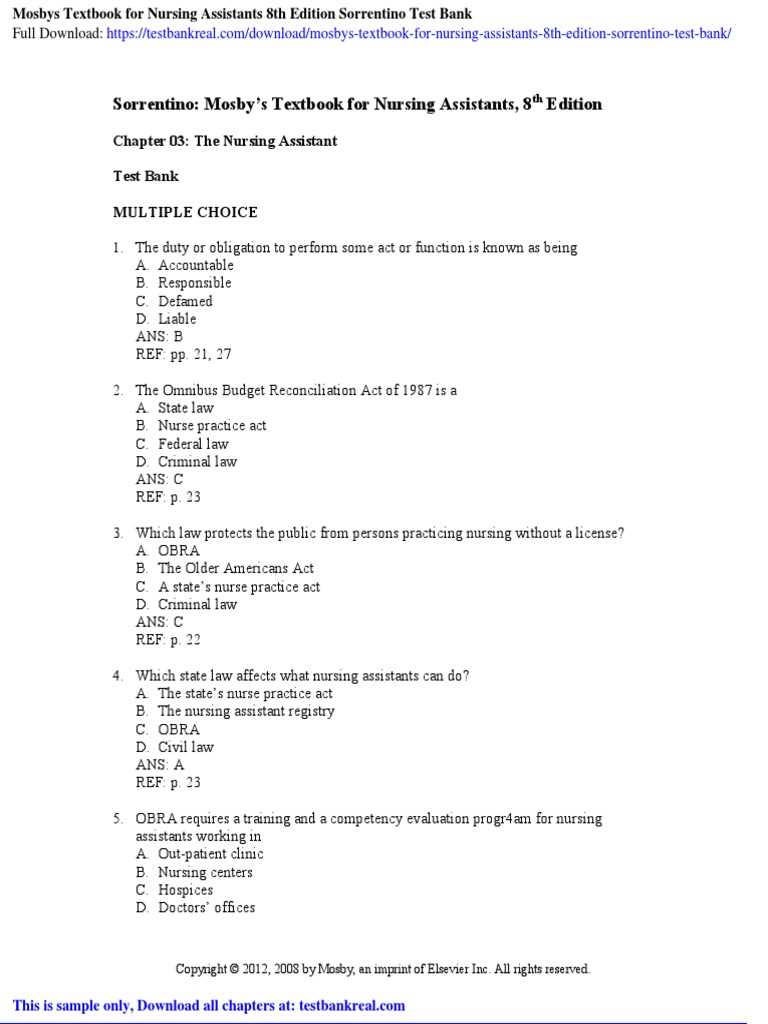 cna chapter 8 exam answers