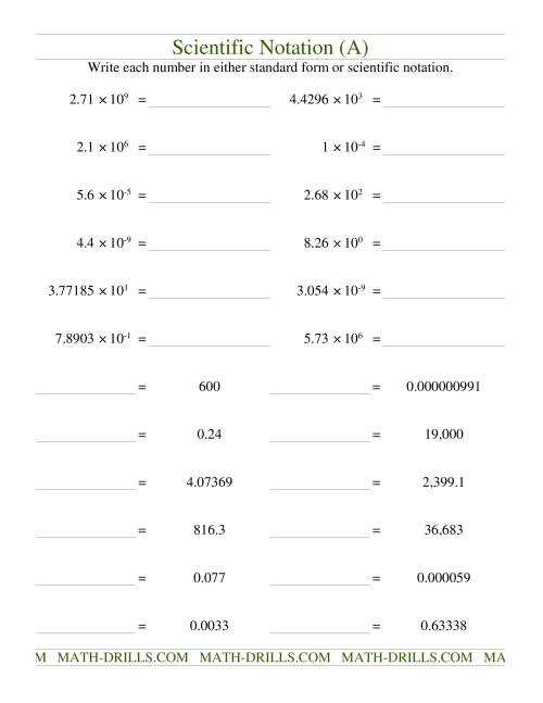 operations with scientific notation answer key