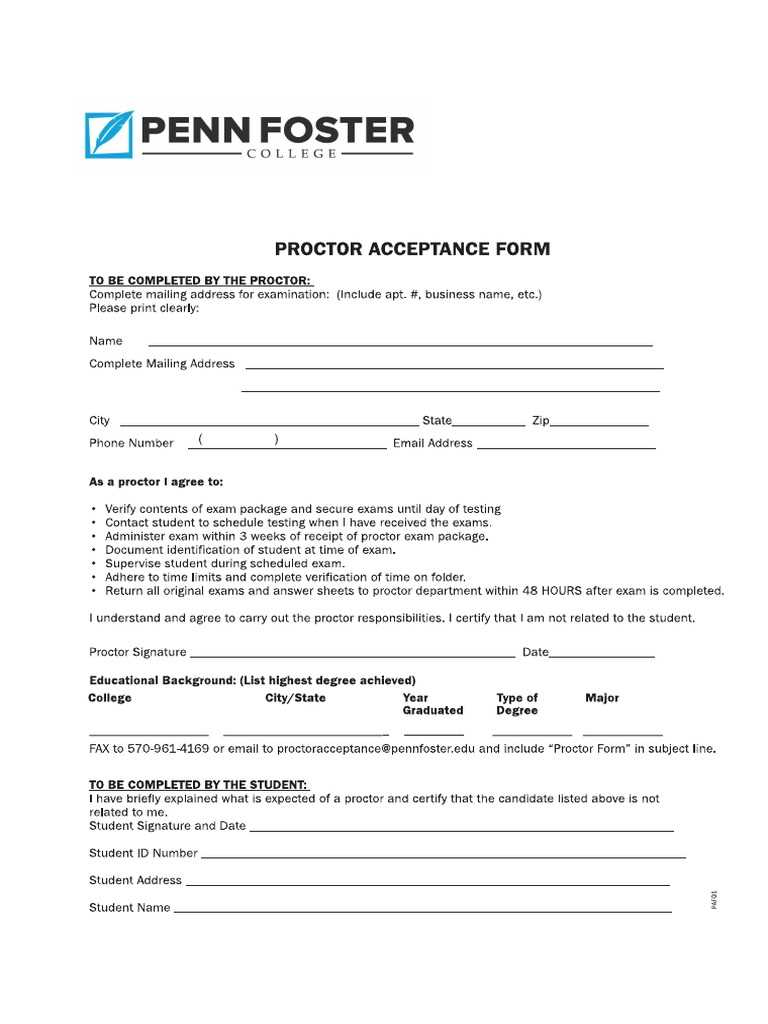 penn foster proctored exam answers