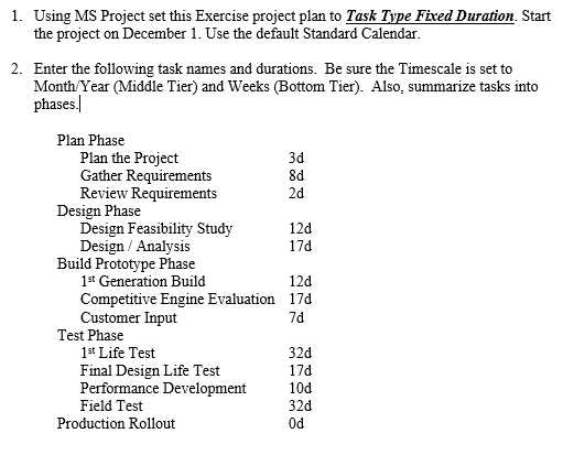 ms project exam questions and answers