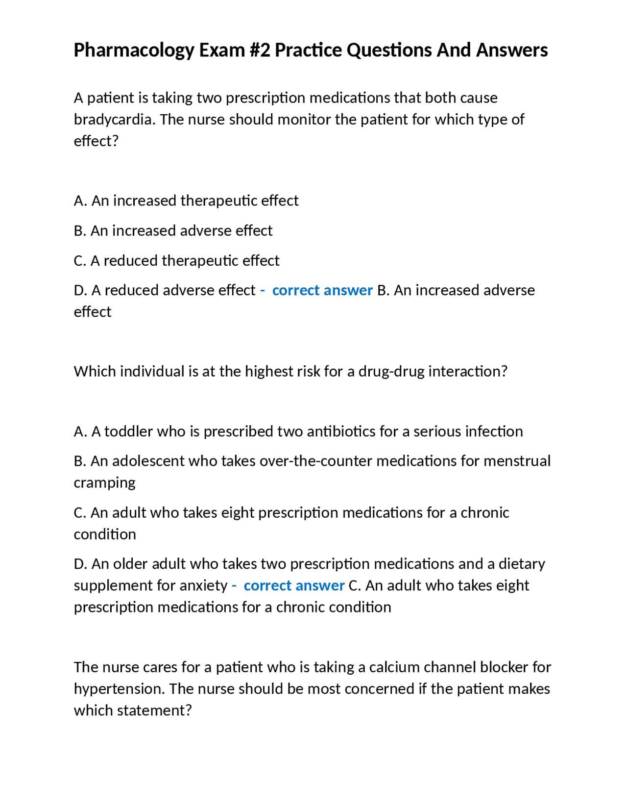 pharmacology practice exam