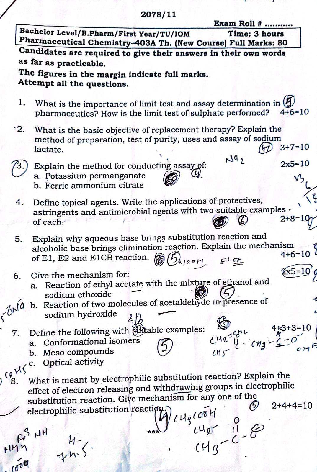 pharmacy exam questions and answers