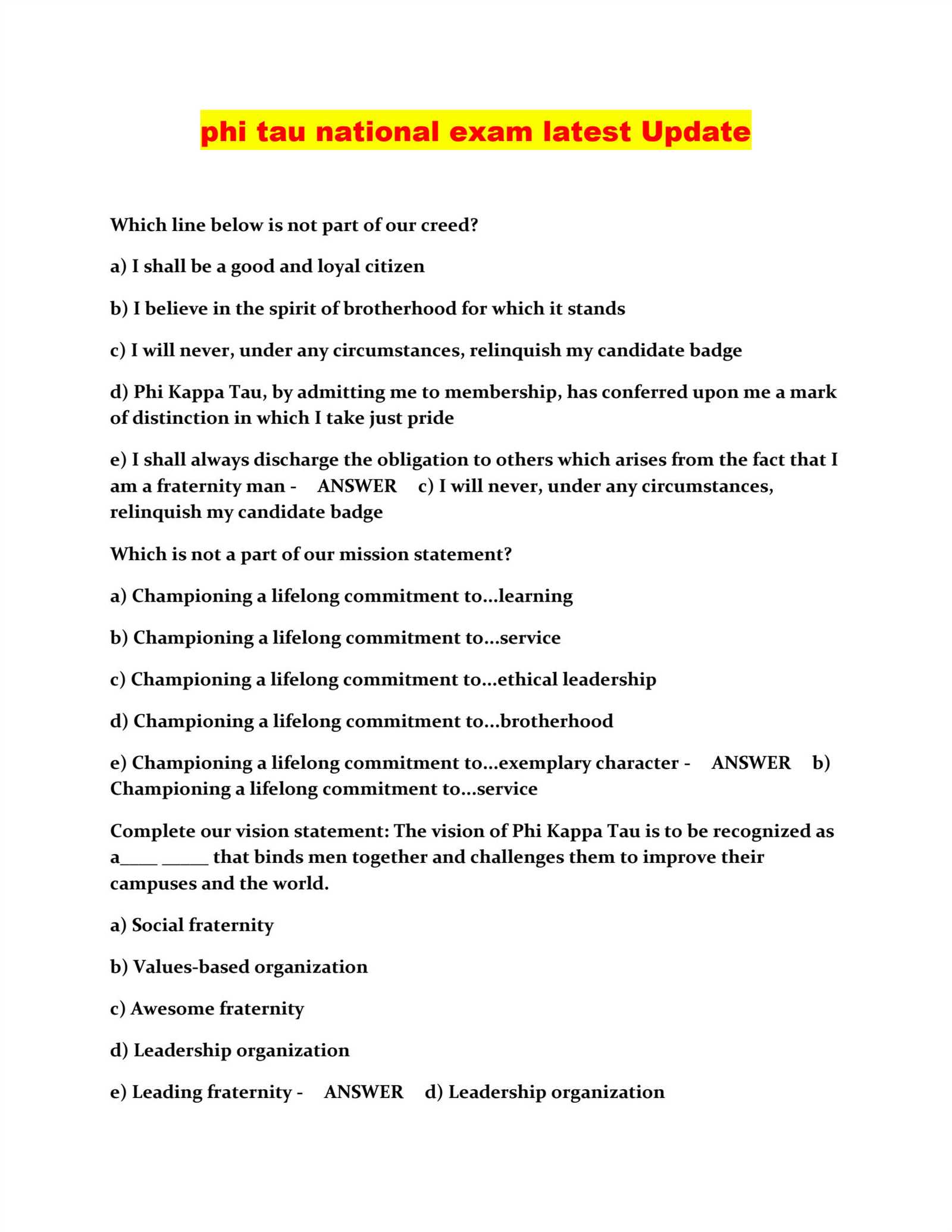 phi kappa tau national exam answer key