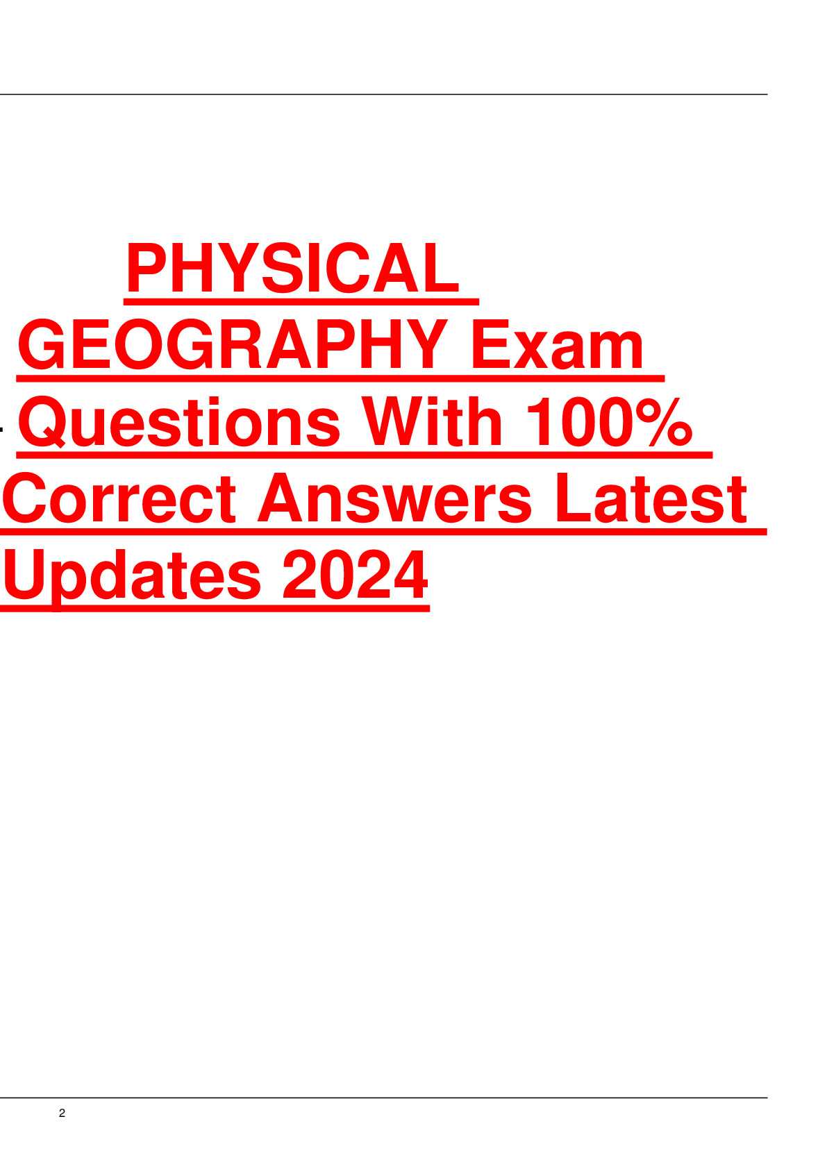 physical geography final exam answers