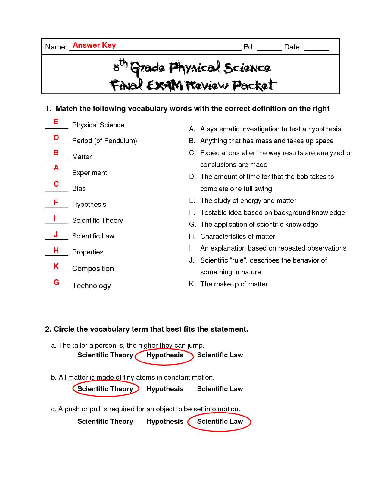 physics final exam answer key