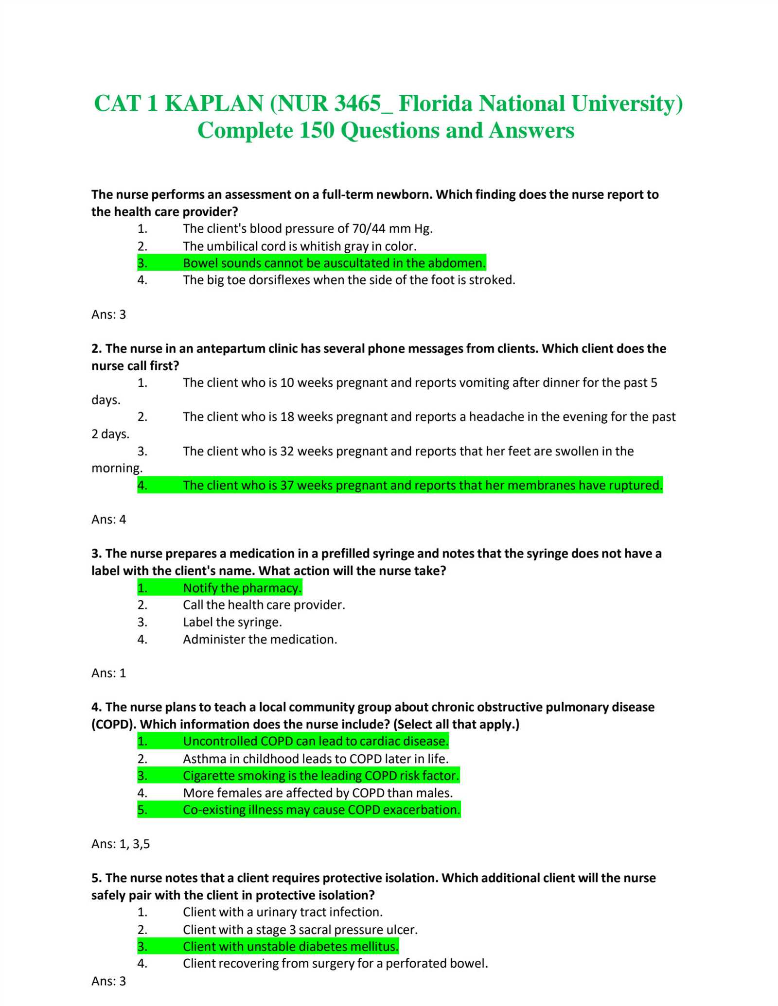 copd exam questions and answers