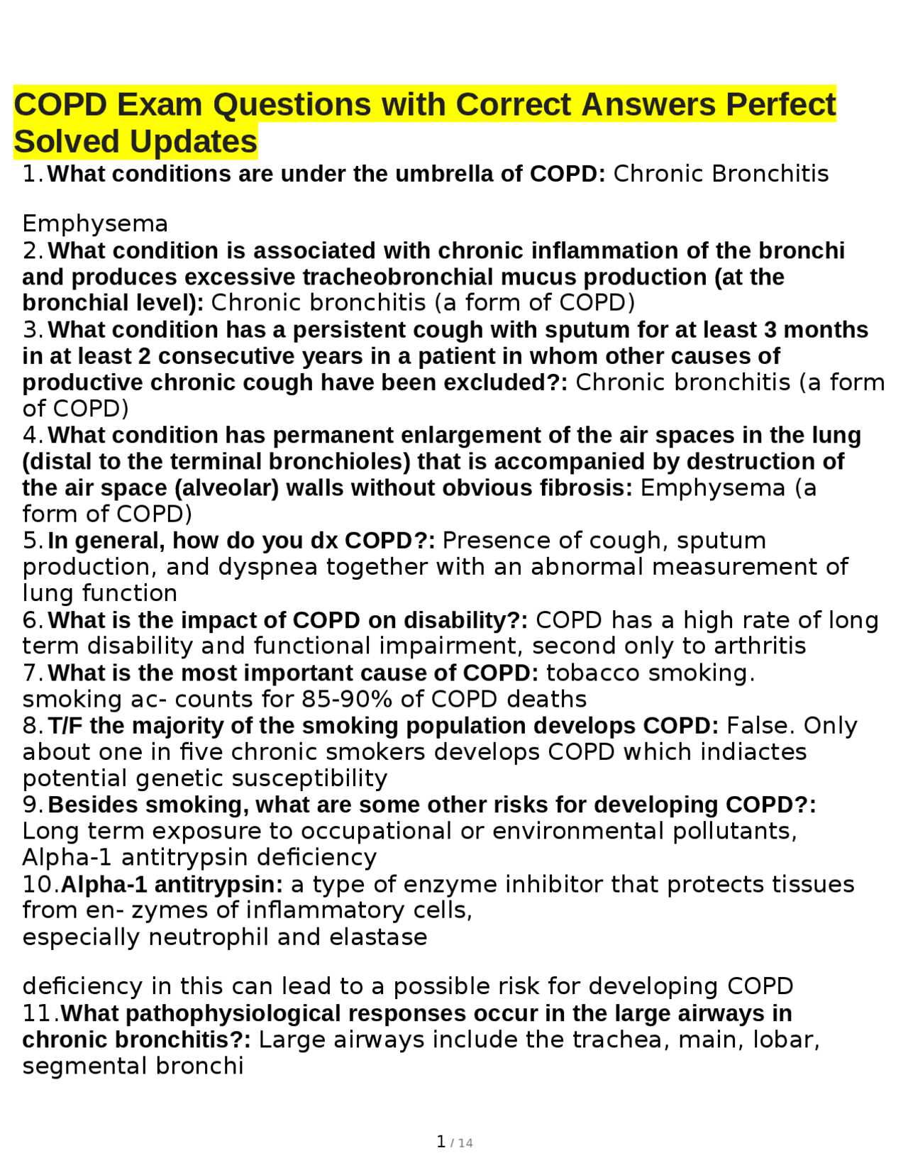 copd exam questions and answers