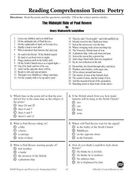 poetry unit exam answer key