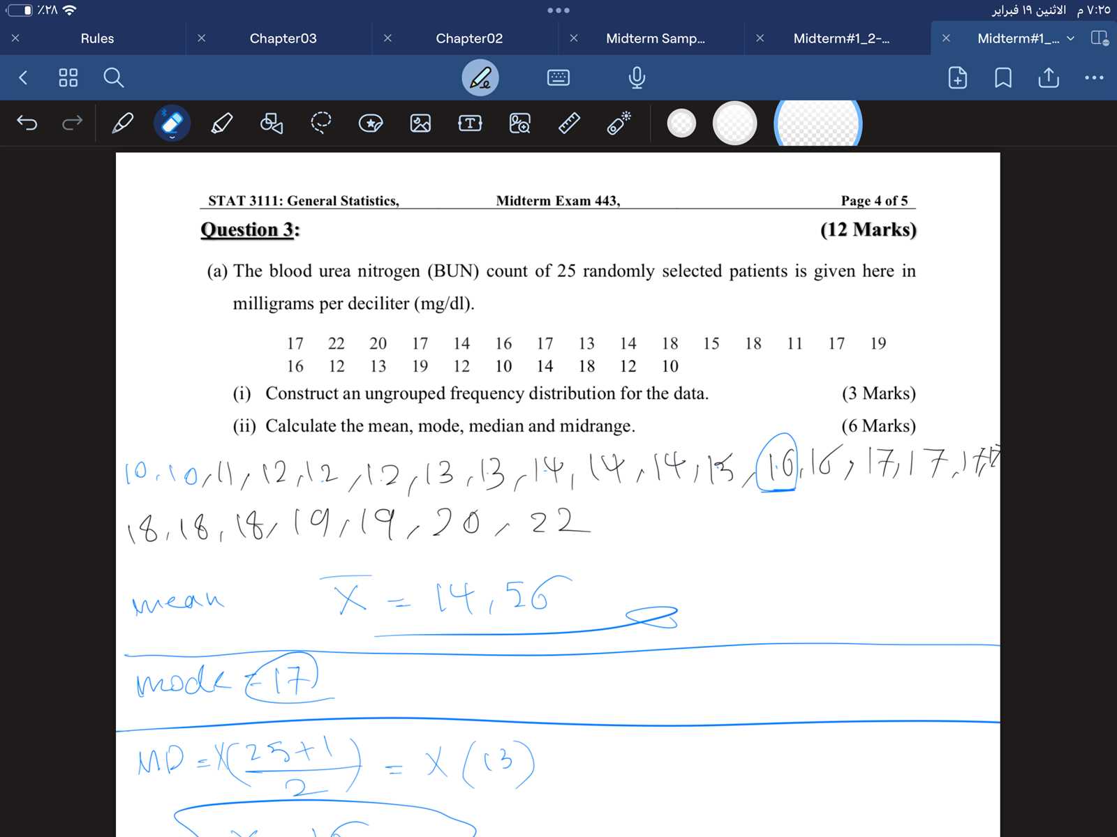 statistics midterm exam answers