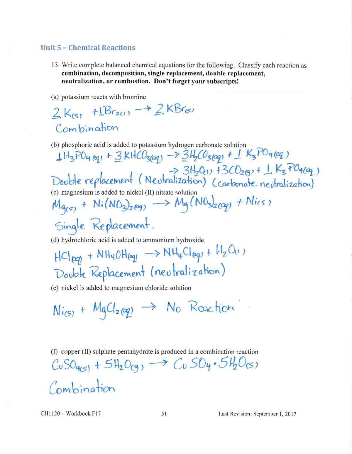 chemistry unit 5 review answers