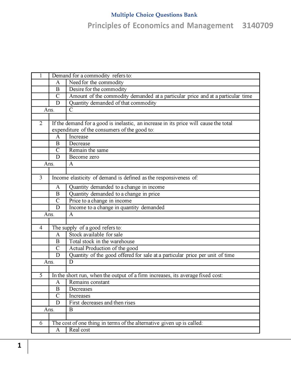 principle of economics exam questions and answers